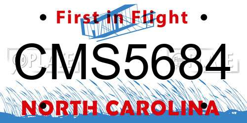 CMS5684 North Carolina License Plate