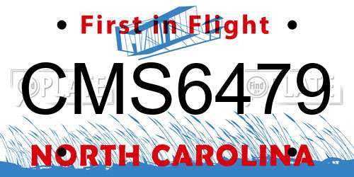 CMS6479 North Carolina License Plate