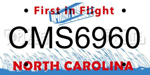 CMS6960 North Carolina License Plate