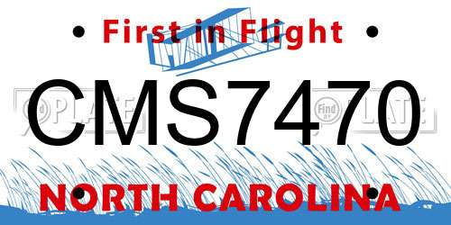 CMS7470 North Carolina License Plate