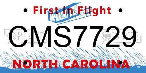 CMS7729 North Carolina License Plate