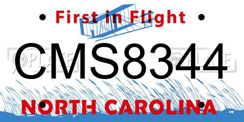 CMS8344 North Carolina License Plate
