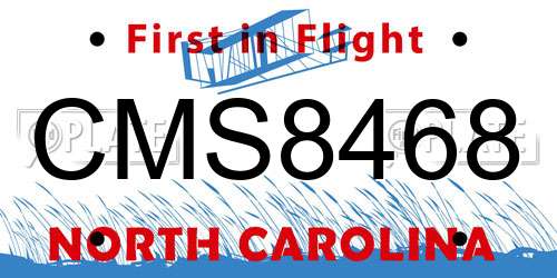 CMS8468 North Carolina License Plate