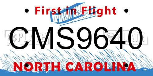 CMS9640 North Carolina License Plate