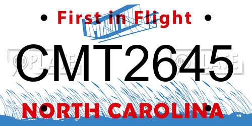 CMT2645 North Carolina License Plate