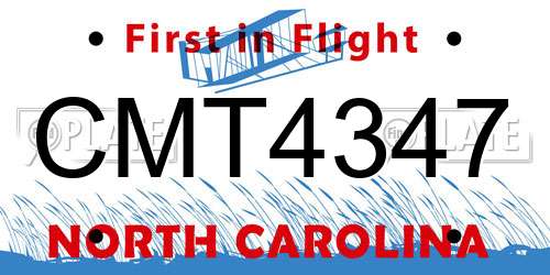 CMT4347 North Carolina License Plate