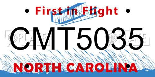 CMT5035 North Carolina License Plate