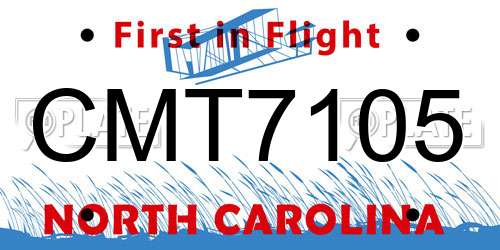 CMT7105 North Carolina License Plate