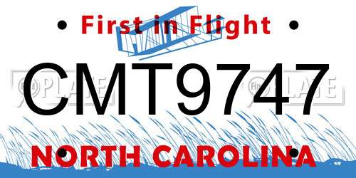 CMT9747 North Carolina License Plate