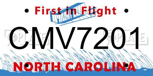 CMV7201 North Carolina License Plate