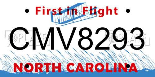 CMV8293 North Carolina License Plate