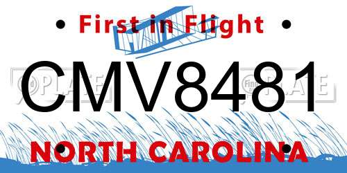 CMV8481 North Carolina License Plate