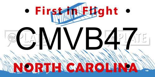 CMVB47 North Carolina License Plate