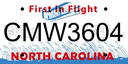 CMW3604 North Carolina License Plate