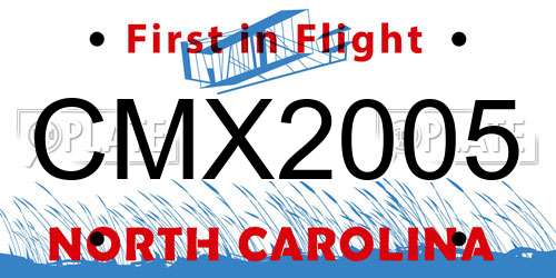 CMX2005 North Carolina License Plate