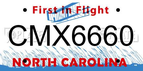 CMX6660 North Carolina License Plate