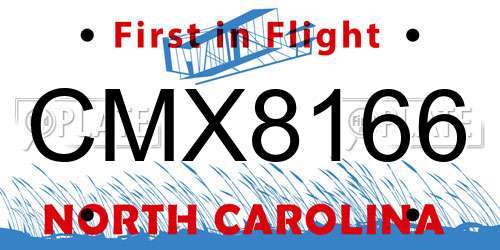 CMX8166 North Carolina License Plate