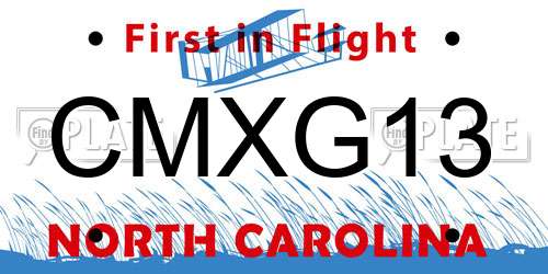 CMXG13 North Carolina License Plate
