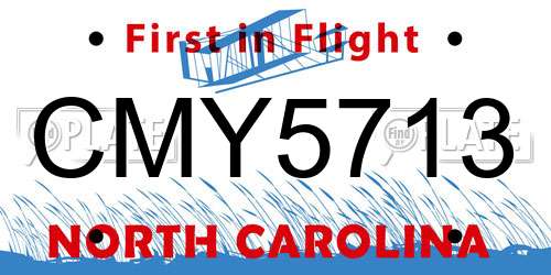 CMY5713 North Carolina License Plate