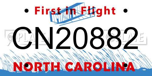 CN20882 North Carolina License Plate