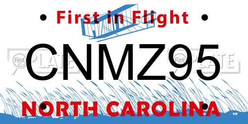 CNMZ95 North Carolina License Plate