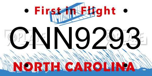 CNN9293 North Carolina License Plate