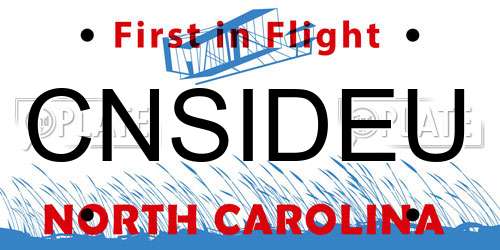 CNSIDEU North Carolina License Plate