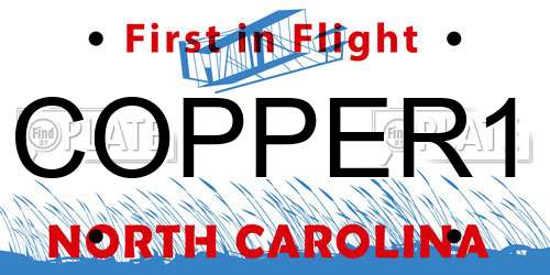 COPPER1 North Carolina License Plate