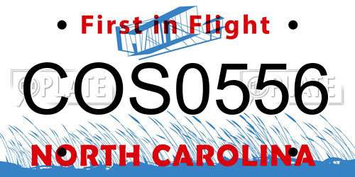 COS0556 North Carolina License Plate