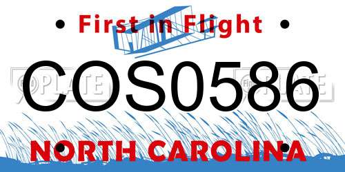 COS0586 North Carolina License Plate