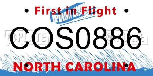 COS0886 North Carolina License Plate