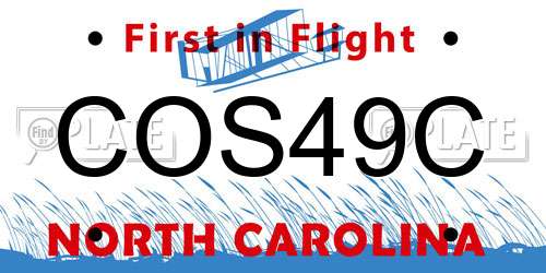 COS49C North Carolina License Plate