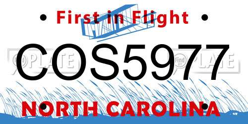 COS5977 North Carolina License Plate