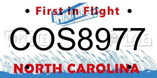 COS8977 North Carolina License Plate