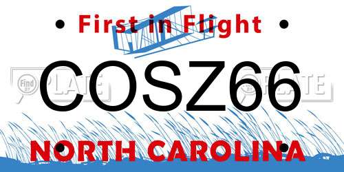 COSZ66 North Carolina License Plate