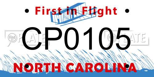 CP0105 North Carolina License Plate