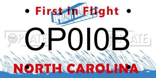 CP0I0B North Carolina License Plate