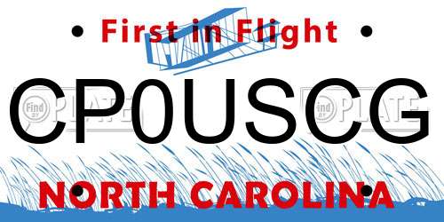 CP0USCG North Carolina License Plate