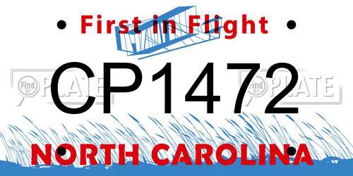 CP1472 North Carolina License Plate