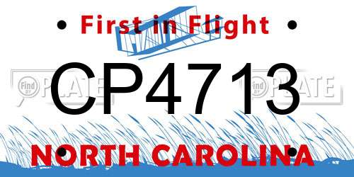 CP4713 North Carolina License Plate