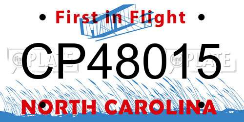 CP48015 North Carolina License Plate