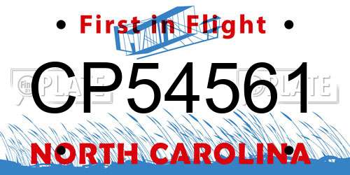 CP54561 North Carolina License Plate