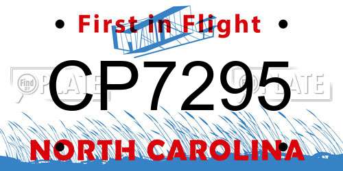 CP7295 North Carolina License Plate