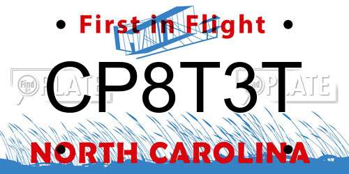 CP8T3T North Carolina License Plate