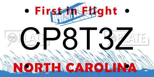 CP8T3Z North Carolina License Plate