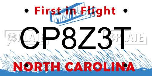 CP8Z3T North Carolina License Plate