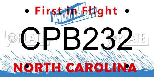 CPB232 North Carolina License Plate