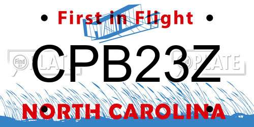 CPB23Z North Carolina License Plate