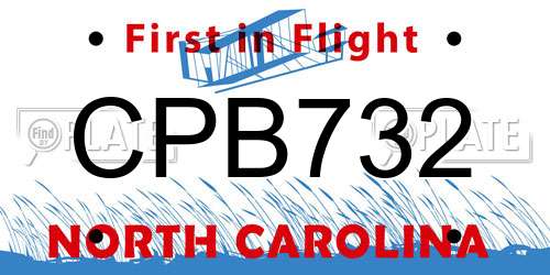 CPB732 North Carolina License Plate
