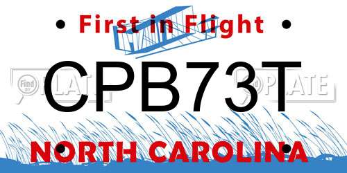CPB73T North Carolina License Plate